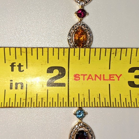 Multi-Gemstone Peridot, London Blue, Amethyst Tennis Bracelet - Picture 13 of 16